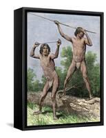 Native Hunters of Tierra Del Fuego with Spear and Sling-null-Framed Stretched Canvas