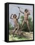 Native Hunters of Tierra Del Fuego with Spear and Sling-null-Framed Stretched Canvas