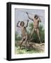 Native Hunters of Tierra Del Fuego with Spear and Sling-null-Framed Giclee Print