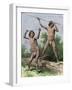 Native Hunters of Tierra Del Fuego with Spear and Sling-null-Framed Giclee Print