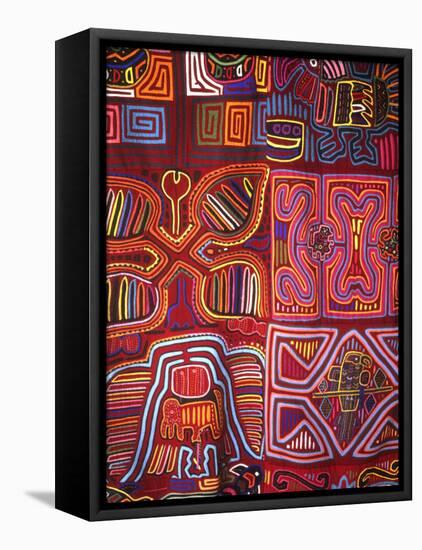 Native Indian Artwork, Mola, Panama-Bill Bachmann-Framed Stretched Canvas