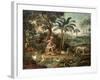 Native Indian in a Landscape with Animals-Jose Teofilo de Jesus-Framed Giclee Print