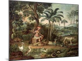 Native Indian in a Landscape with Animals-Jose Teofilo de Jesus-Mounted Giclee Print