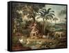 Native Indian in a Landscape with Animals-Jose Teofilo de Jesus-Framed Stretched Canvas