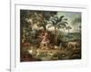 Native Indian in a Landscape with Animals-Jose Teofilo de Jesus-Framed Giclee Print