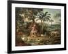 Native Indian in a Landscape with Animals-Jose Teofilo de Jesus-Framed Giclee Print