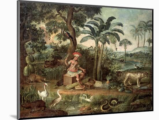 Native Indian in a Landscape with Animals-Jose Teofilo de Jesus-Mounted Giclee Print