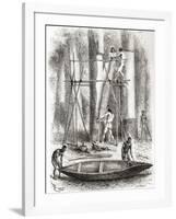 Native Indians Building a Canoe on the Banks of the Oyapock or Oiapoque River, South America-null-Framed Giclee Print