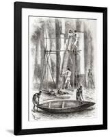 Native Indians Building a Canoe on the Banks of the Oyapock or Oiapoque River, South America-null-Framed Giclee Print