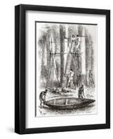 Native Indians Building a Canoe on the Banks of the Oyapock or Oiapoque River, South America-null-Framed Premium Giclee Print