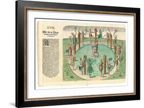 Native Indians Dancing, 1590-John White-Framed Giclee Print