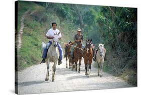 Native people on horses, Costa Rica-null-Stretched Canvas