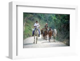 Native people on horses, Costa Rica-null-Framed Art Print