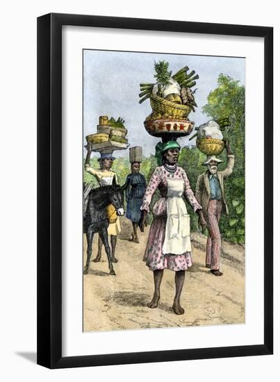 Native People on their Way to Market in Kingston, Jamaica, c.1890-null-Framed Premium Giclee Print