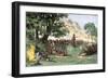 Native Population of America: Indians. Pontiac (1714-1769) with His Original Name Obwandiyag, Chief-null-Framed Giclee Print