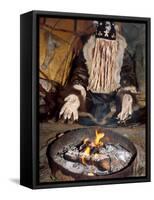 Native Shaman Performing by Bonfire, Kamchatka, Russia-Daisy Gilardini-Framed Stretched Canvas