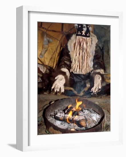 Native Shaman Performing by Bonfire, Kamchatka, Russia-Daisy Gilardini-Framed Photographic Print