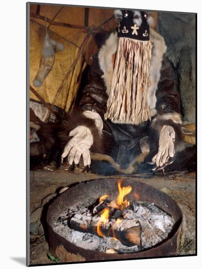 Native Shaman Performing by Bonfire, Kamchatka, Russia-Daisy Gilardini-Mounted Photographic Print