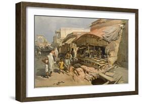 Native Shop in a Calcutta Bazaar, from 'India Ancient and Modern', 1867 (Colour Litho)-William 'Crimea' Simpson-Framed Giclee Print