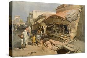 Native Shop in a Calcutta Bazaar, from 'India Ancient and Modern', 1867 (Colour Litho)-William 'Crimea' Simpson-Stretched Canvas