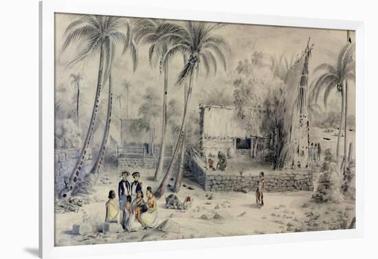 Native Village in Tahiti, circa 1841-48-Maximilien Radiguet-Framed Giclee Print