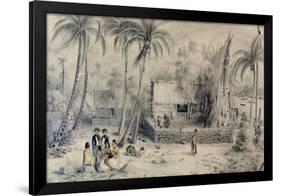 Native Village in Tahiti, circa 1841-48-Maximilien Radiguet-Framed Giclee Print