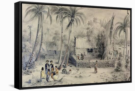 Native Village in Tahiti, circa 1841-48-Maximilien Radiguet-Framed Stretched Canvas