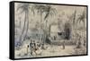 Native Village in Tahiti, circa 1841-48-Maximilien Radiguet-Framed Stretched Canvas