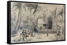 Native Village in Tahiti, circa 1841-48-Maximilien Radiguet-Framed Stretched Canvas