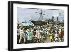 Native Women Carrying Coal onto a Steamship at Kingston, Jamaica, 1880s-null-Framed Giclee Print