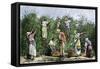 Native Workers Harvesting Coffee in Costa Rica, c.1800-null-Framed Stretched Canvas