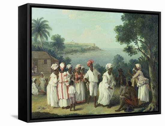 Natives Dancing in the Island of Dominica, Fort Young Beyond-Agostino Brunias-Framed Stretched Canvas