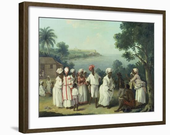 Natives Dancing in the Island of Dominica, Fort Young Beyond-Agostino Brunias-Framed Giclee Print