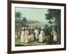 Natives Dancing in the Island of Dominica, Fort Young Beyond-Agostino Brunias-Framed Giclee Print