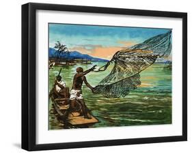 Natives Fishing on the Niger River in Africa-null-Framed Giclee Print