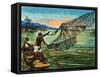 Natives Fishing on the Niger River in Africa-null-Framed Stretched Canvas