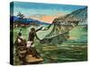 Natives Fishing on the Niger River in Africa-null-Stretched Canvas