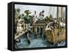 Natives Loading a Schooner with Coconuts at Kingston, Jamaica-null-Framed Stretched Canvas