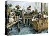 Natives Loading a Schooner with Coconuts at Kingston, Jamaica-null-Stretched Canvas