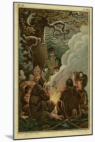 Natives of a Cold Country Sitting Round a Fire-F W Linger-Mounted Art Print