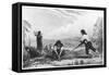 Natives of Chiloe, Patagonia, Using a Breast Plough, 1839-null-Framed Stretched Canvas
