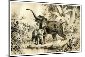 Natives Spearing an Elephant, 1883-null-Mounted Giclee Print