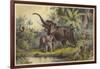 Natives Spearing an Elephant-null-Framed Giclee Print