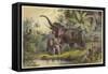 Natives Spearing an Elephant-null-Framed Stretched Canvas