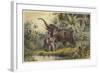 Natives Spearing an Elephant-null-Framed Giclee Print