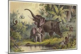 Natives Spearing an Elephant-null-Mounted Giclee Print