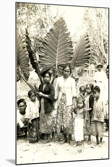 Natives with Giant Leaves-null-Mounted Art Print
