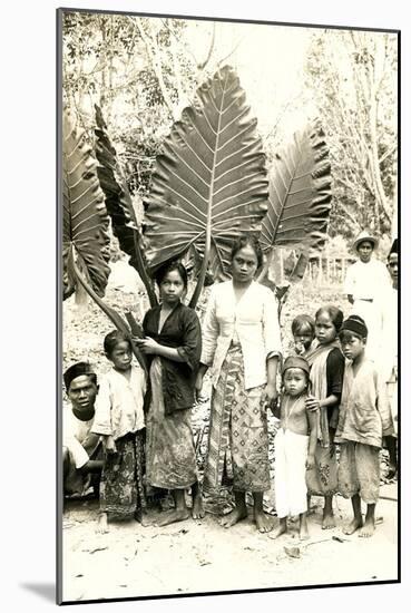 Natives with Giant Leaves-null-Mounted Art Print