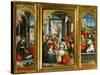Nativity; Adoration of the Magi and Christ at the Sepulchre; Triptych, 1523 (Inv 1040)-Defendente Ferrari-Stretched Canvas