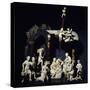 Nativity and Adoration of Shepherds, Tyrolean Nativity Scene with Figurines in Ivory and Tortoise-null-Stretched Canvas